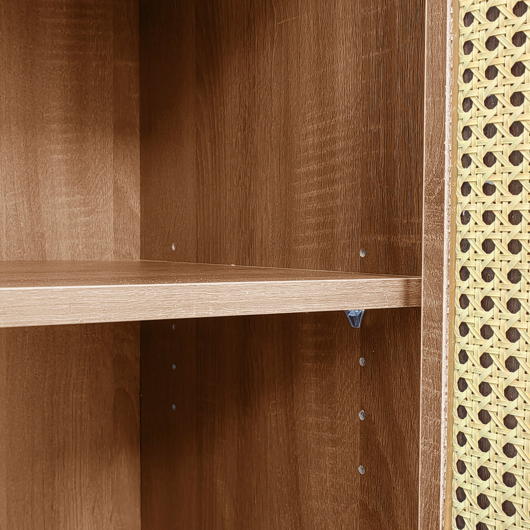 Wooden rattan sideboard vintage 3 doors 2 drawers 130x40x75.5cm SEAGRASSBED UK