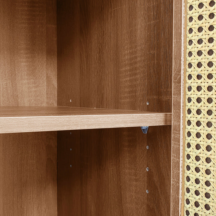 Wooden rattan sideboard vintage 3 doors 2 drawers 130x40x75.5cm SEAGRASSBED UK