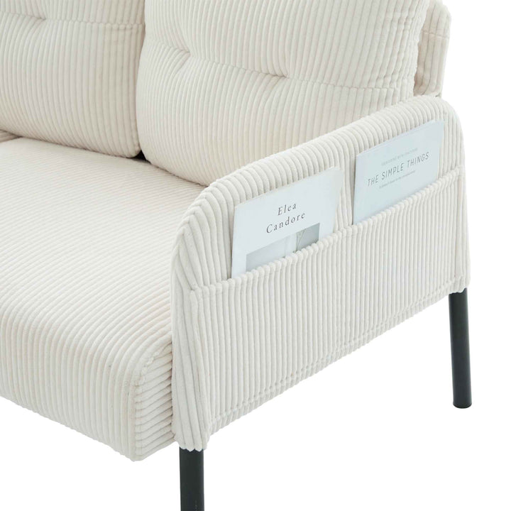 00+Oversized Loveseat Sofa, Corduroy Upholstered Double-Seater, Beige for Living Room NOVAON