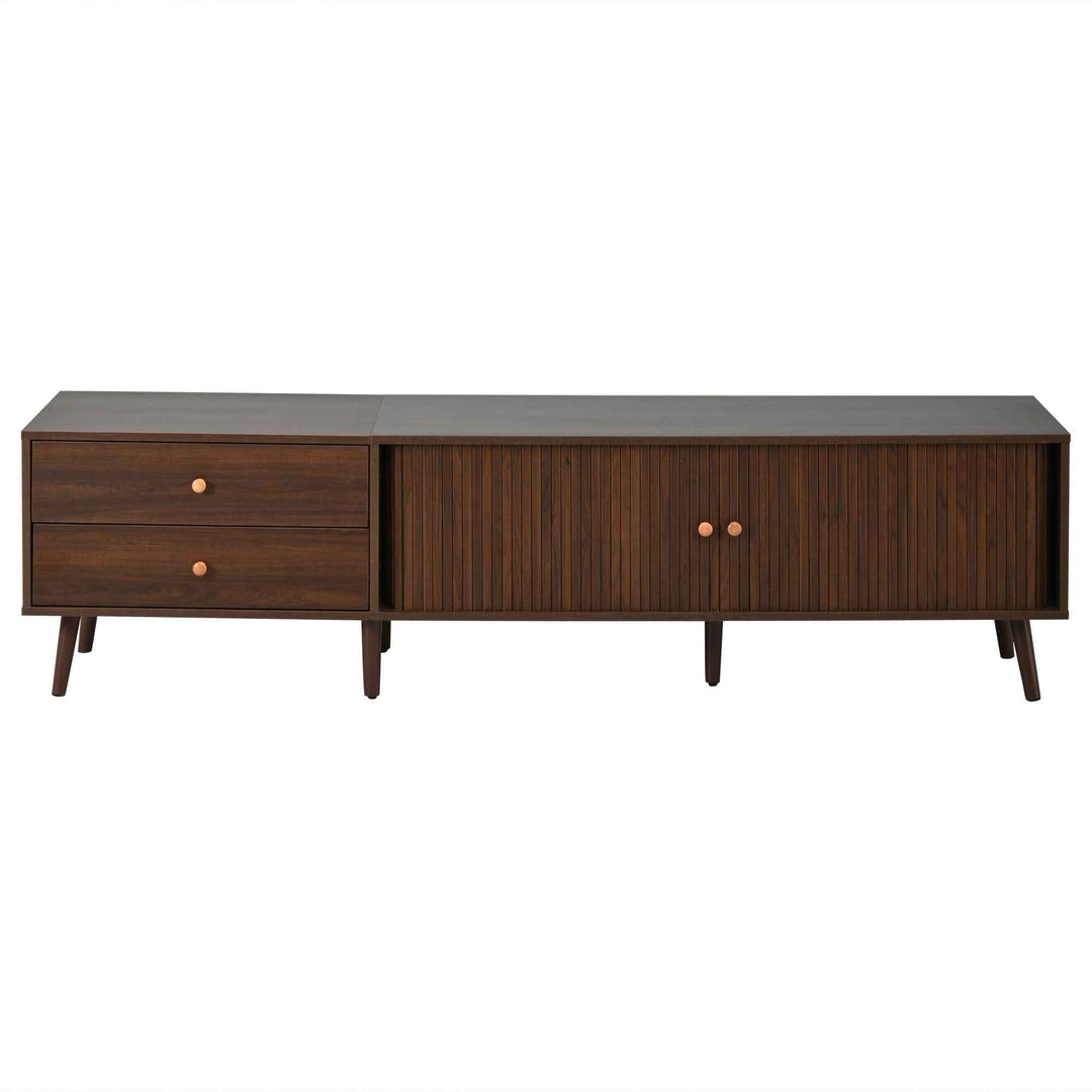 00+TV Stand for 80 Inch TV With 2 Roller Shutter Doors & 2 Drawers, Large Storage Media Unit for Living Room COMPACTRATTANSTYLE