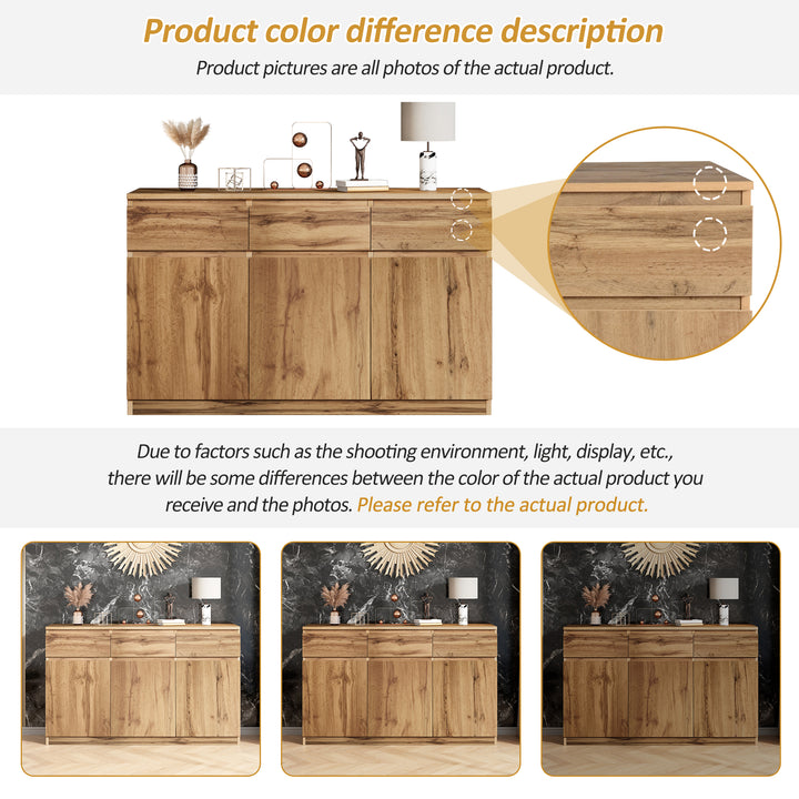 Oak Sideboard with 3 Drawers & 3 Doors 135cm WOODTRUNK