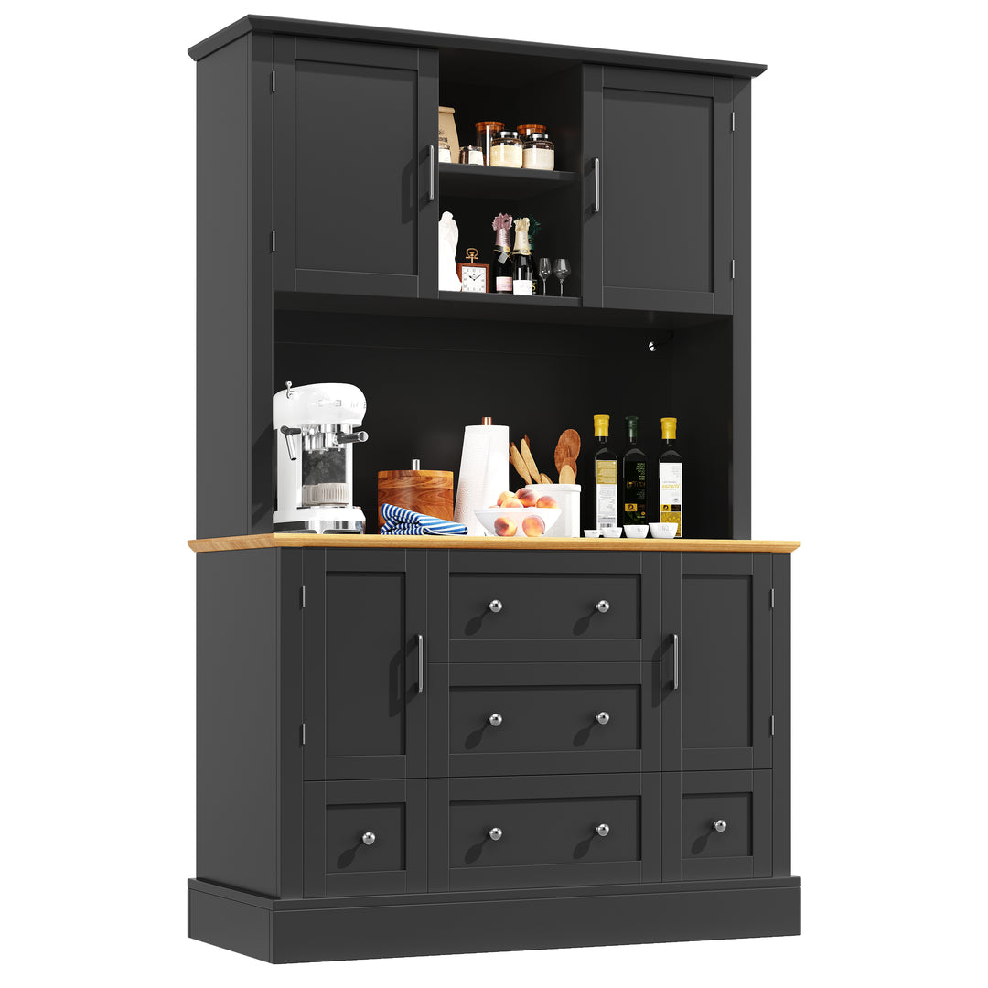 Black kitchen cabinet hutch with music-sync LED lighting HALITECUBE