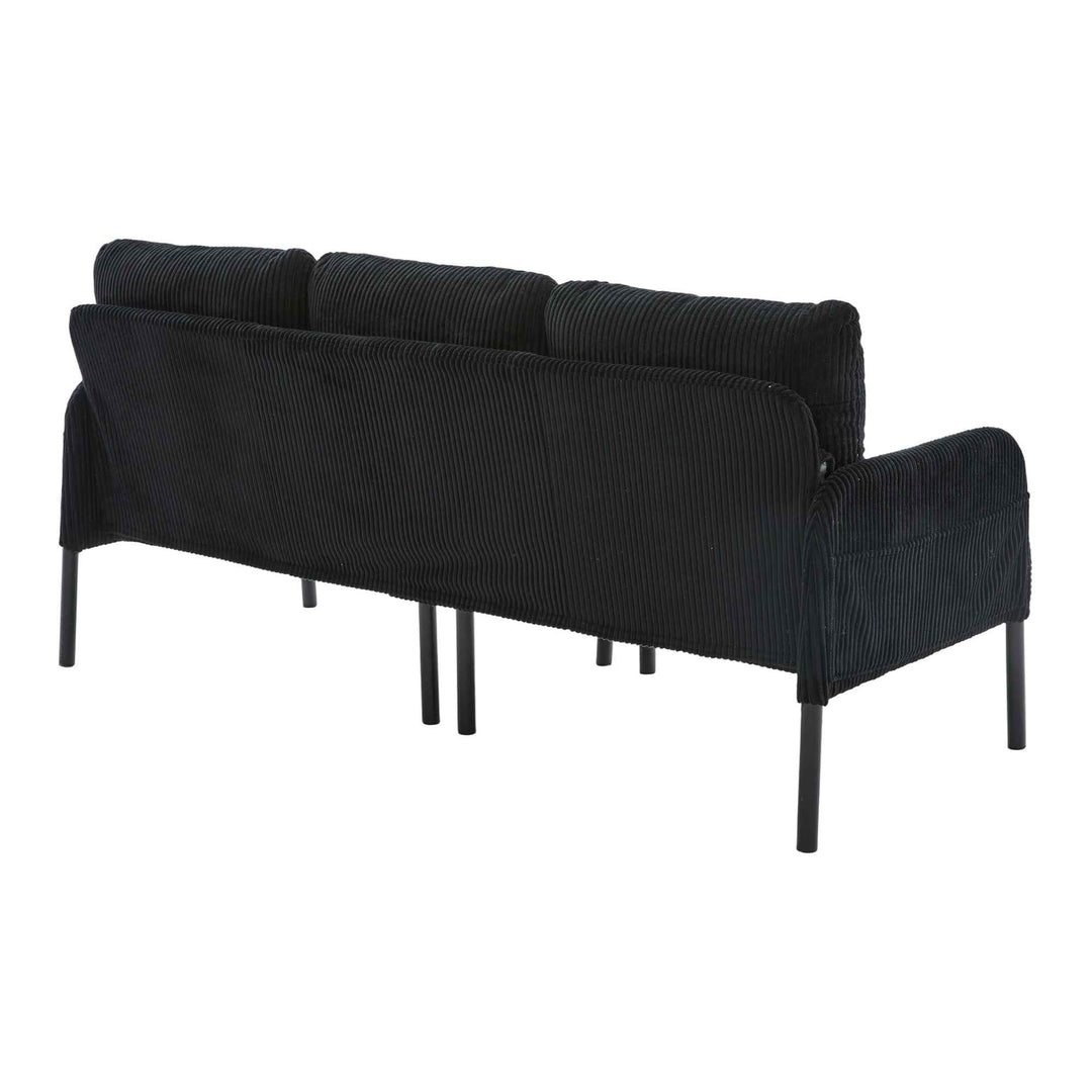 00+Oversized Loveseat Sofa, Corduroy Upholstered Double-Seater, Black for Living Room NOVADYNE