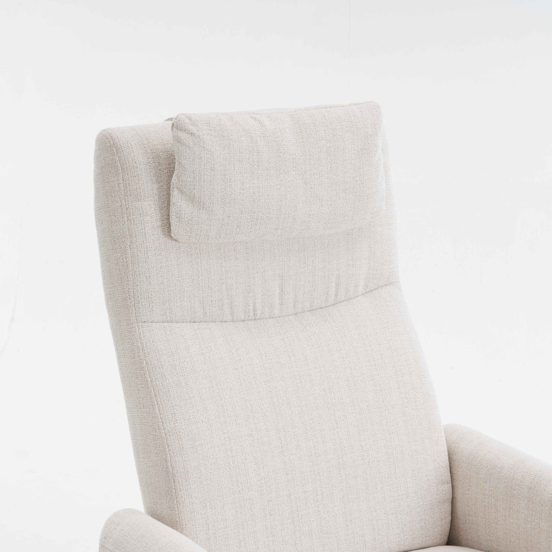 00+Recliner Chair Chenille Fabric Upholstered, Beige, Pillow Padded Seat & Footrest, Living Room Comfort NOVATHAL