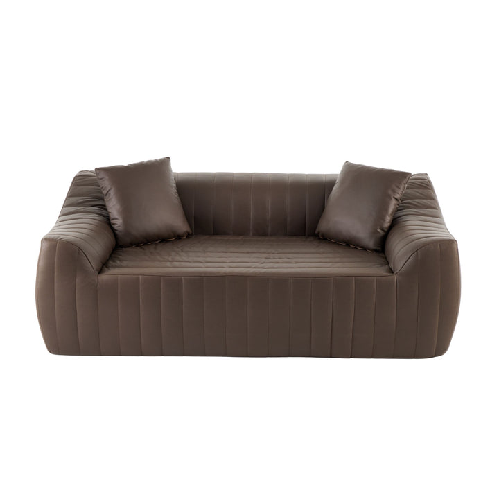 2-Seater Sofa in Brown Tech Cloth with 2 Cushions 185cm WICKERSIDEBOARD