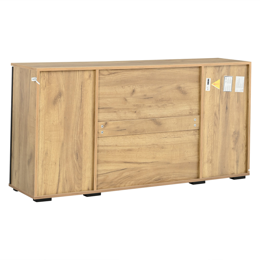 Oak Sideboard Black Stripe with 4 Drawers & 2 Doors 140cm WOODCHAIR