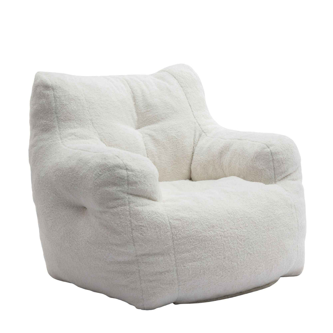 Lazy sofa teddy ivory white, memory foam, bean bag 100x94x70cm