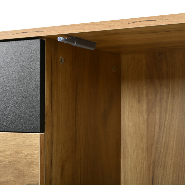Oak Sideboard Black Stripe with 4 Drawers & 2 Doors 140cm WOODCHAIR