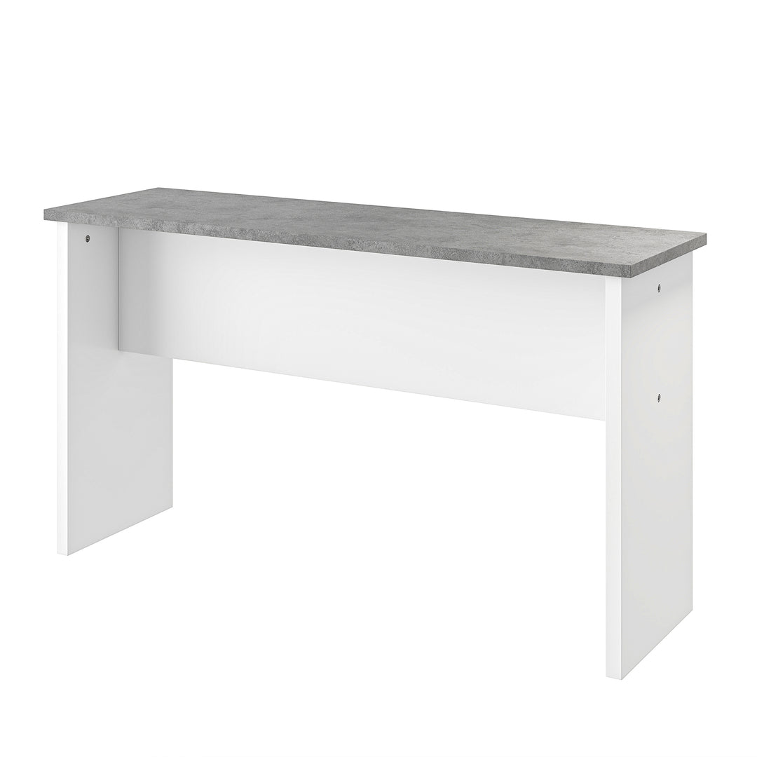 White & grey marble look dining table set with 2 benches NODFACTOR