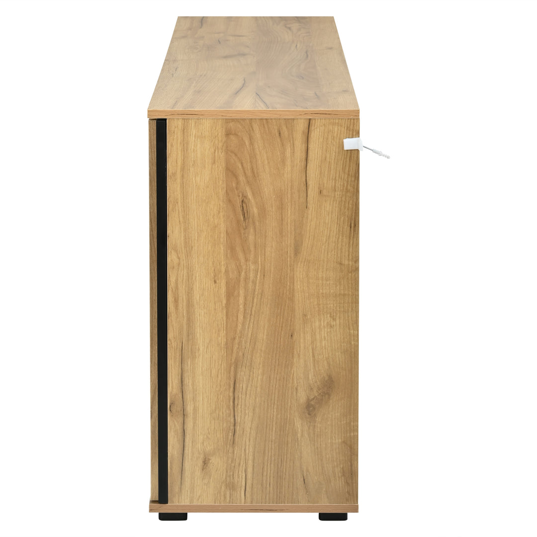 Oak Sideboard Black Stripe with 4 Drawers & 2 Doors 140cm WOODCHAIR