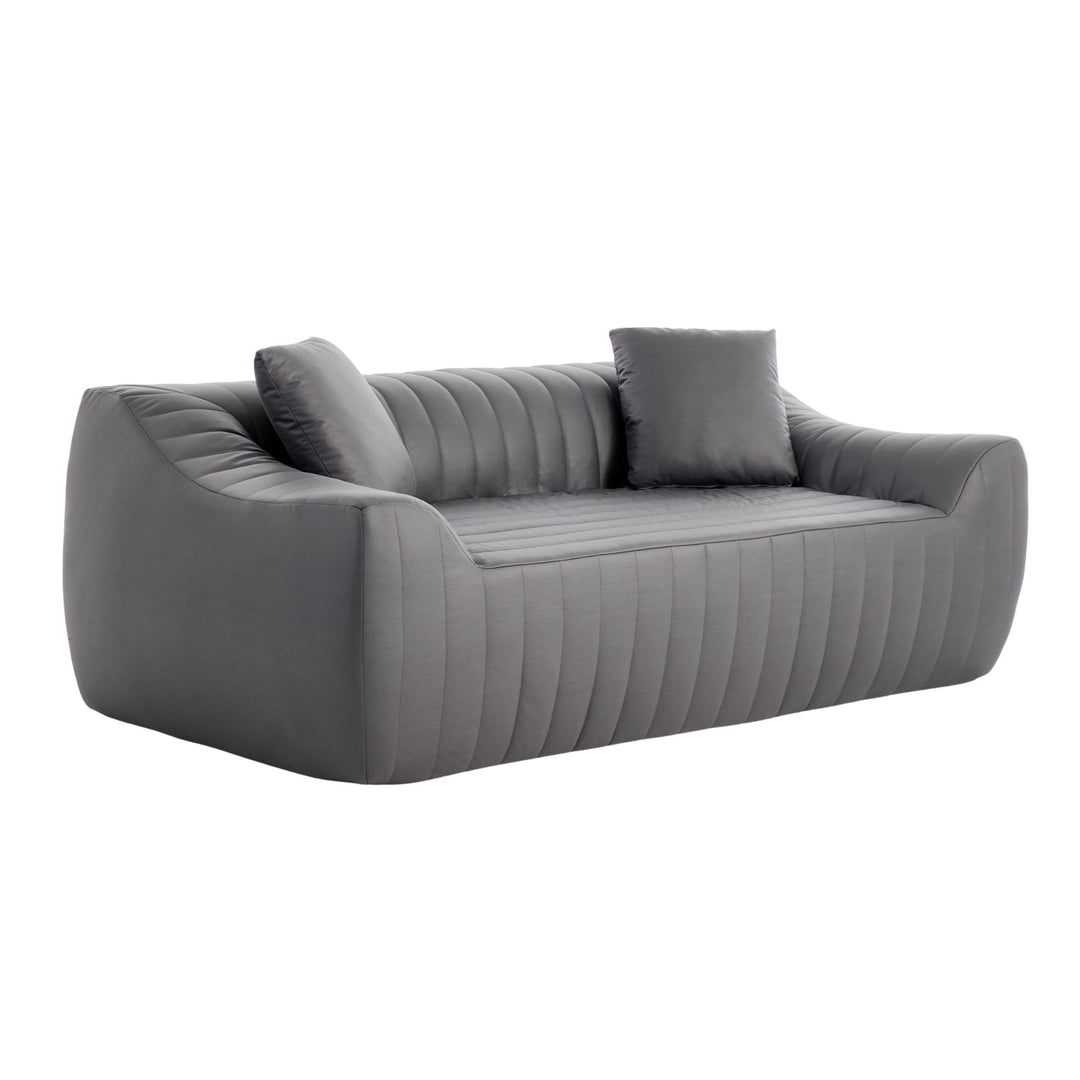 2-Seater Sofa in Grey Tech Cloth with 2 Cushions 185cm WICKERRUG