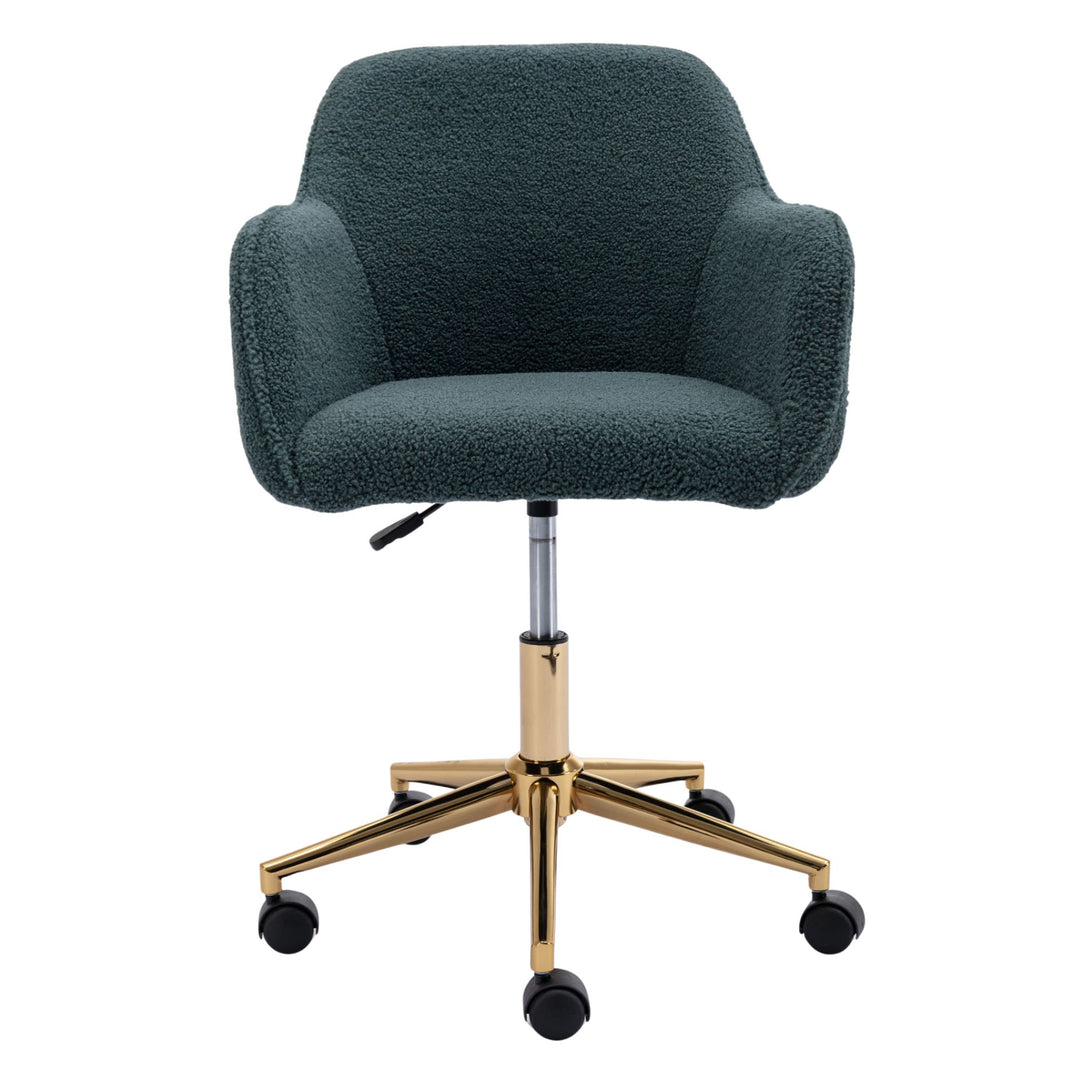 Grey teddy blue velvet office chair with armrests swivel wheel gold base TORQIL BLUE UK