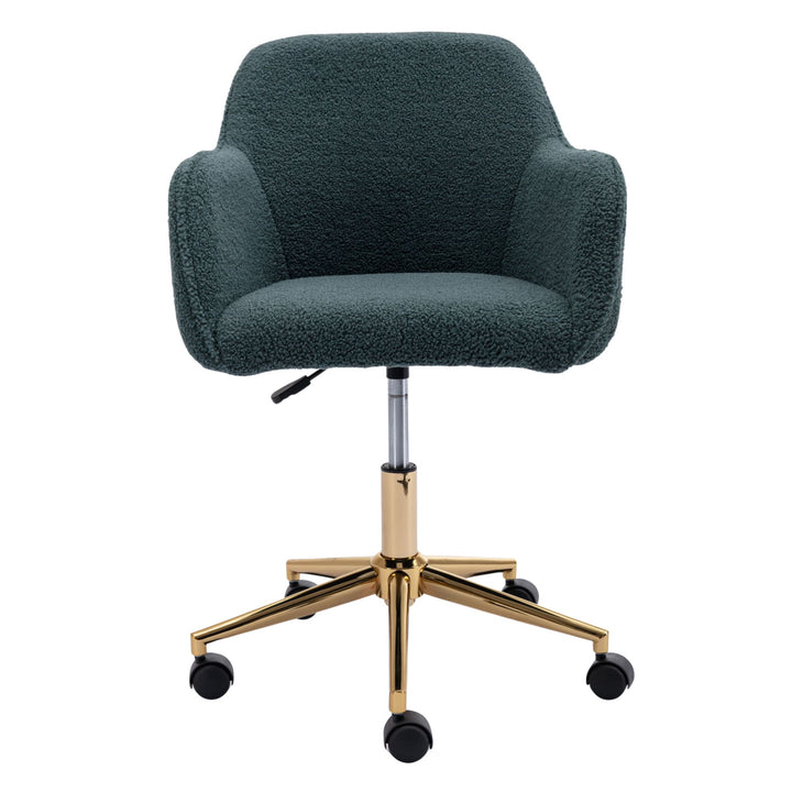Grey teddy blue velvet office chair with armrests swivel wheel gold base TORQIL BLUE UK