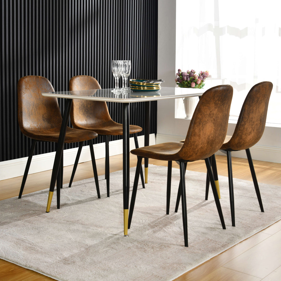 Set of 4 Scandinavian vintage dining room chairs CHARLTON SUEDE BROWN S FRXZ UKFR