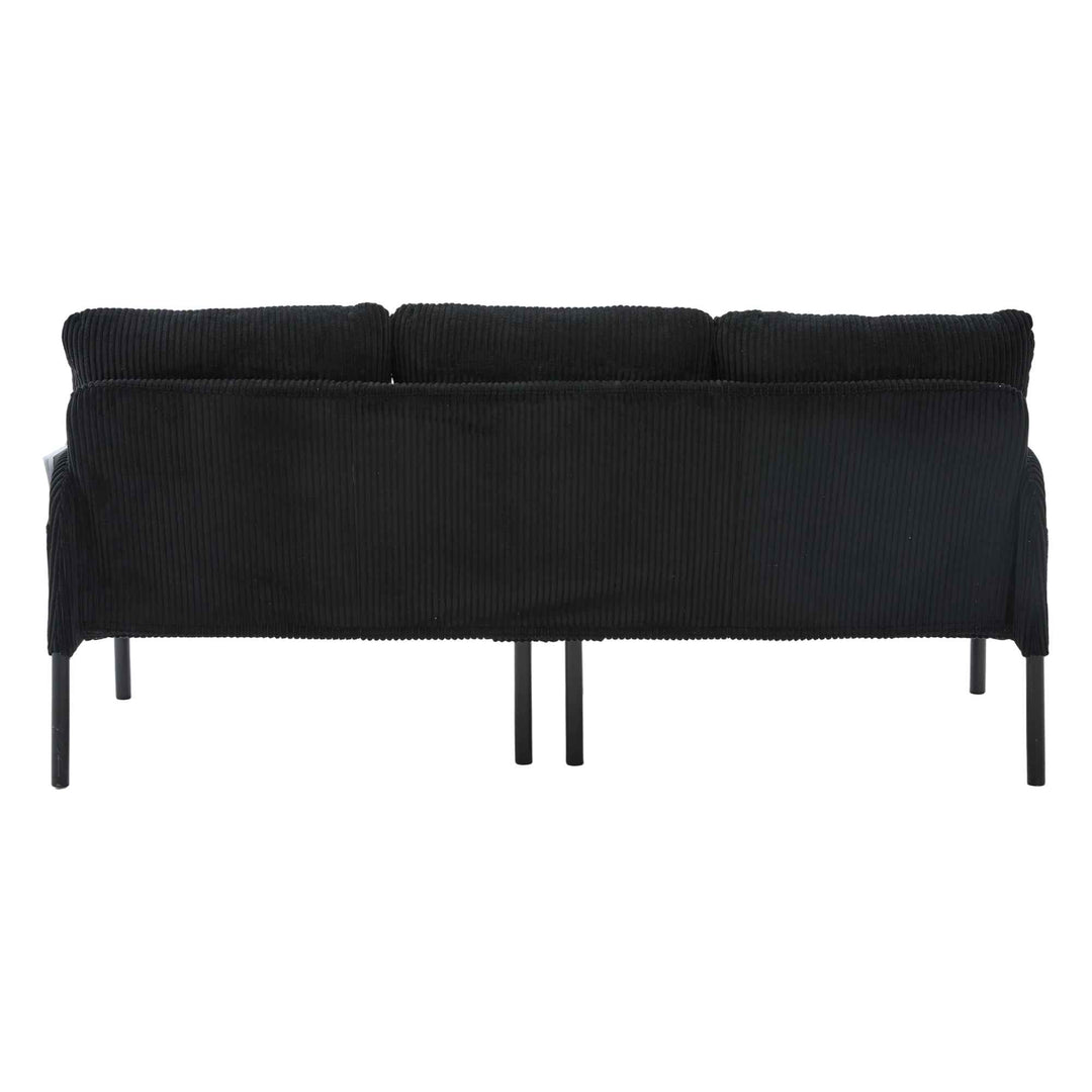 00+Oversized Loveseat Sofa, Corduroy Upholstered Double-Seater, Black for Living Room NOVADYNE