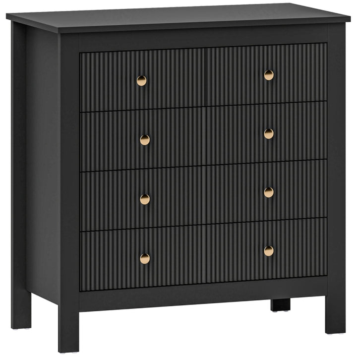 Elegant black wooden chest of 5 drawers golden accents SOLARWIND