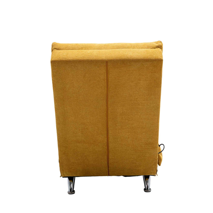 Chaise Lounge Chair Yellow Linen, Modern Recliner for Living Room Bedroom XXXXIV