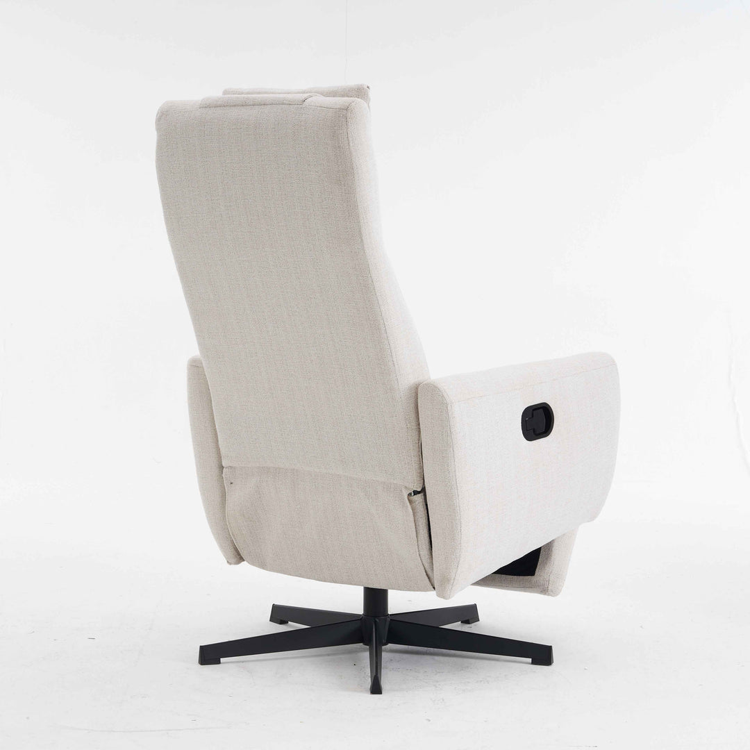 00+Recliner Chair Chenille Fabric Upholstered, Beige, Pillow Padded Seat & Footrest, Living Room Comfort NOVATHAL