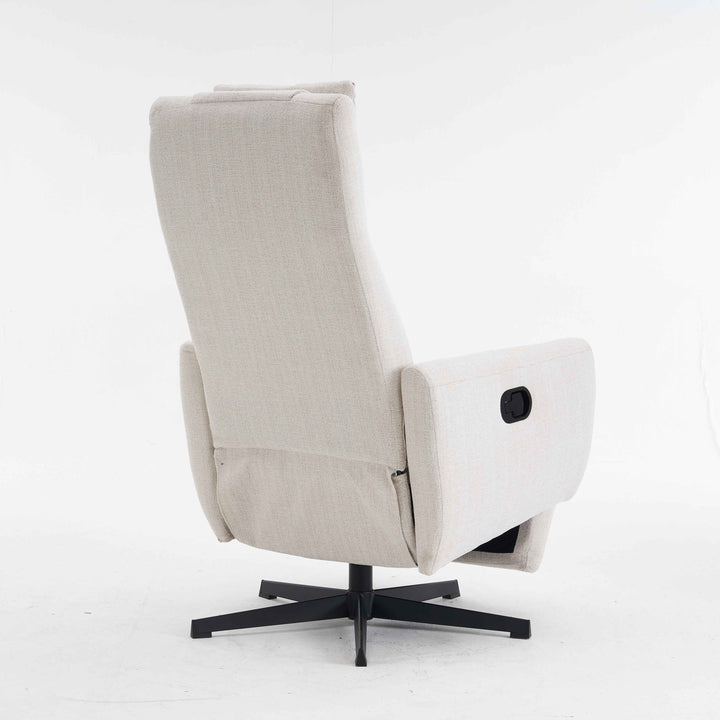 00+Recliner Chair Chenille Fabric Upholstered, Beige, Pillow Padded Seat & Footrest, Living Room Comfort NOVATHAL