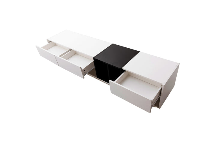 High-gloss white and black TV cabinet THRILGOD UK