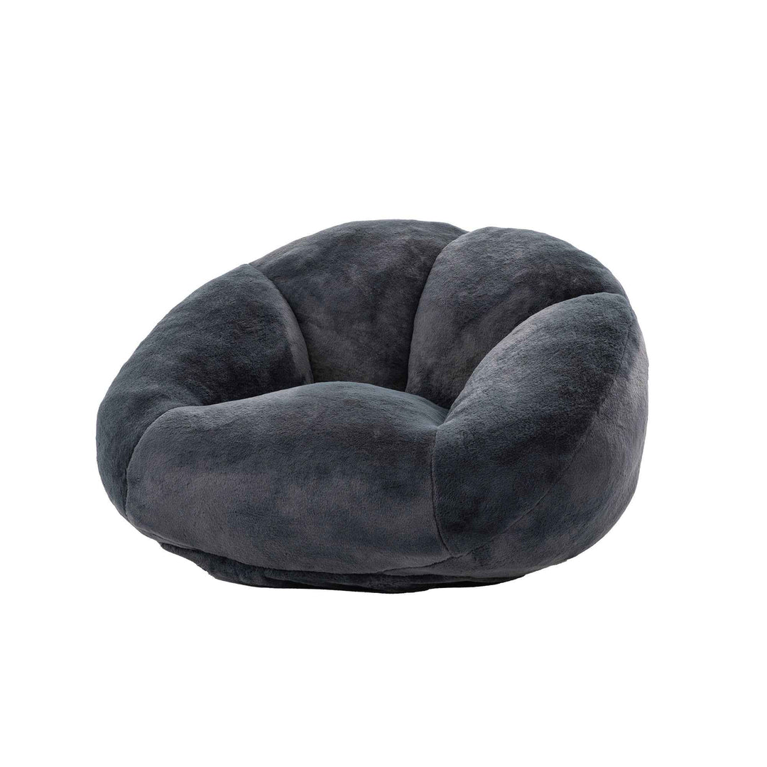 Lazy chair shell shaped sofa black faux fur, memory foam bean bag chair removable cover