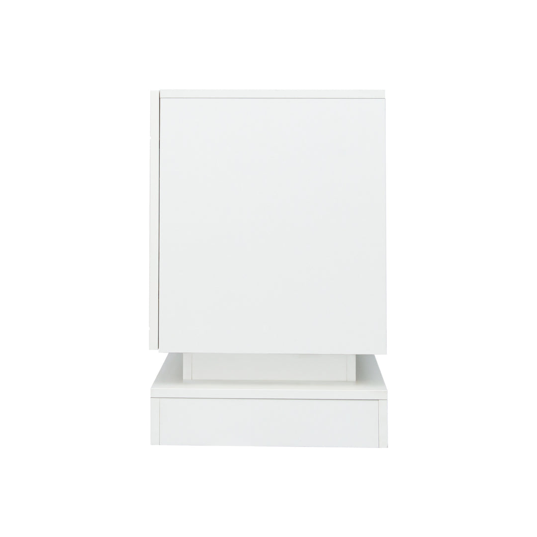 White high gloss modern TV stand with LED lights QUAGMIRE UK