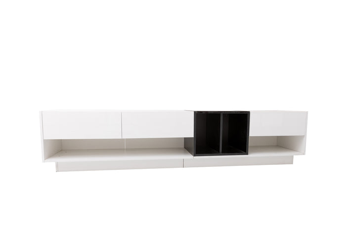 High-gloss white and black TV cabinet THRILGOD UK