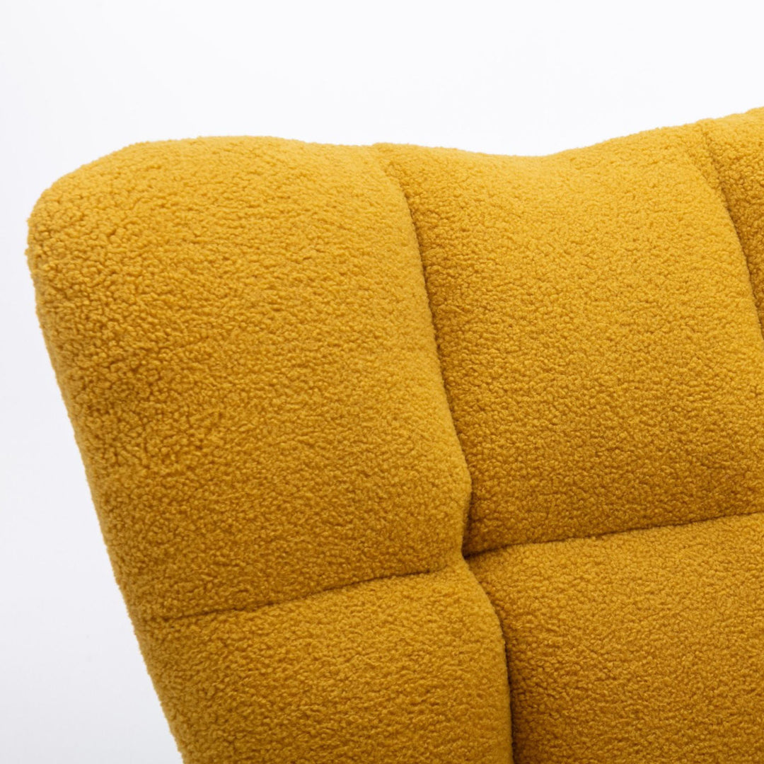 Yellow teddy fabric upholstered rocking chair THROKUTS TEDDY YELLOW UK