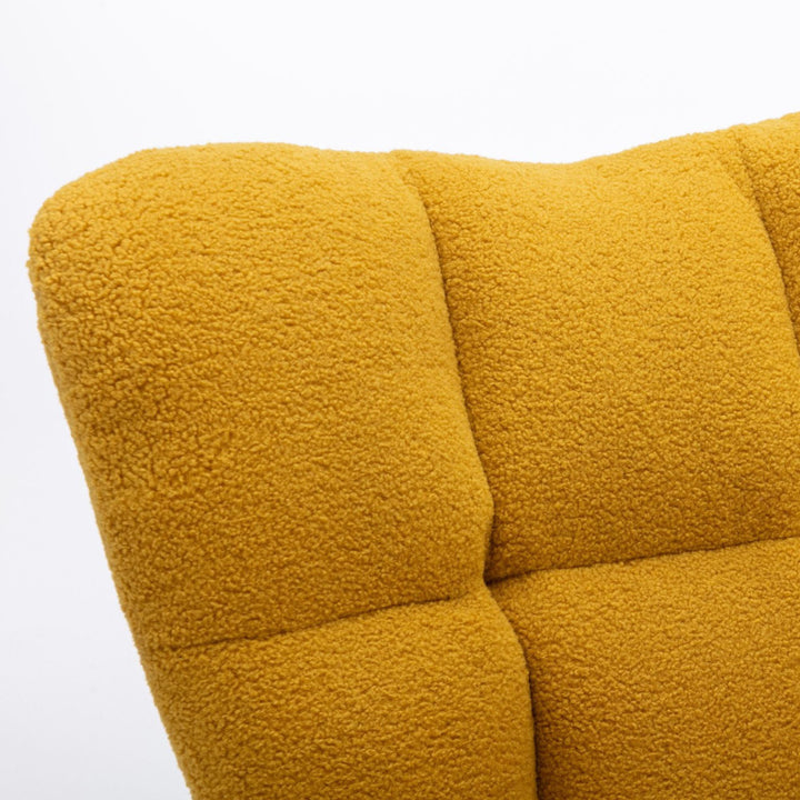 Yellow teddy fabric upholstered rocking chair THROKUTS TEDDY YELLOW UK