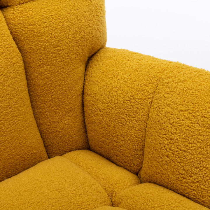 Yellow teddy fabric upholstered rocking chair THROKUTS TEDDY YELLOW UK