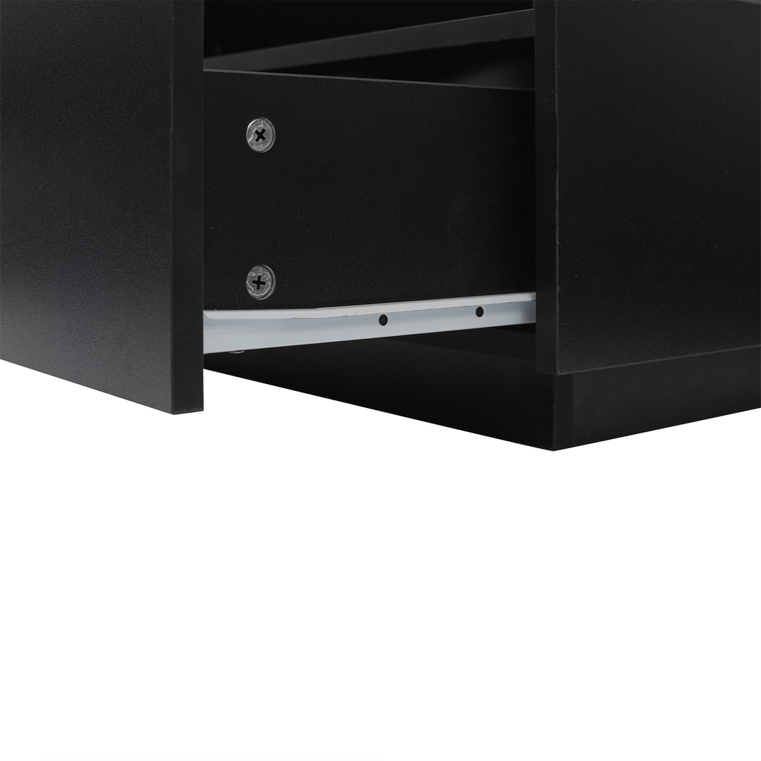 Modern LED light high gloss black square coffee table with 2 drawers THERAPY