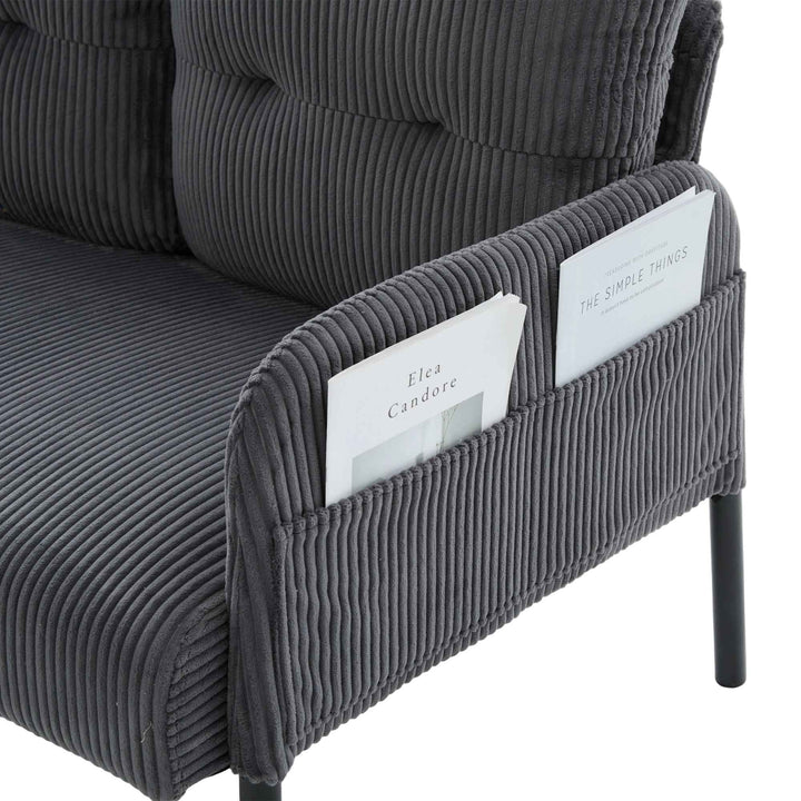 00+Oversized Loveseat Sofa, Corduroy Upholstered Double-Seater, Charcoal Grey for Living Room NOVALA