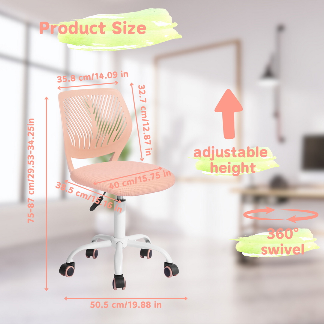 Swivel children desk's chair height adjustable office chair CARNATION ROSE
