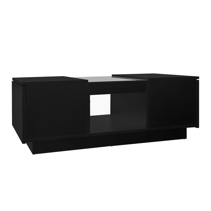 Black glass LED lighting coffee table with storage 100×50×35.5cm ALGORITH