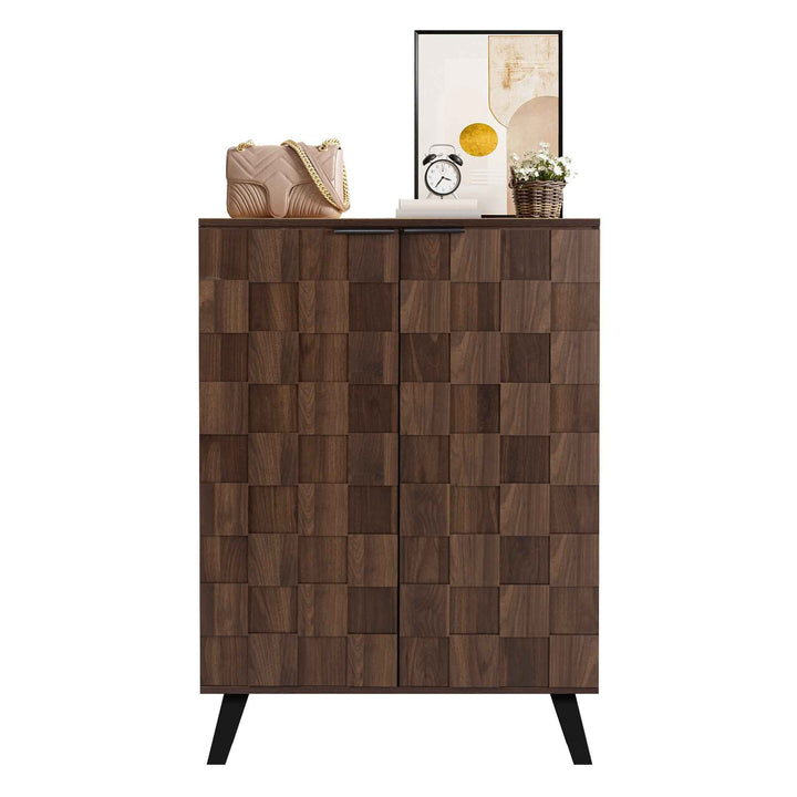 00+Shoe Cabinet with 5 Adjustable Shelves, Wood Effect, Modern Design, Space-Saving for Hallway or Bedroom CONCRETECLOCK
