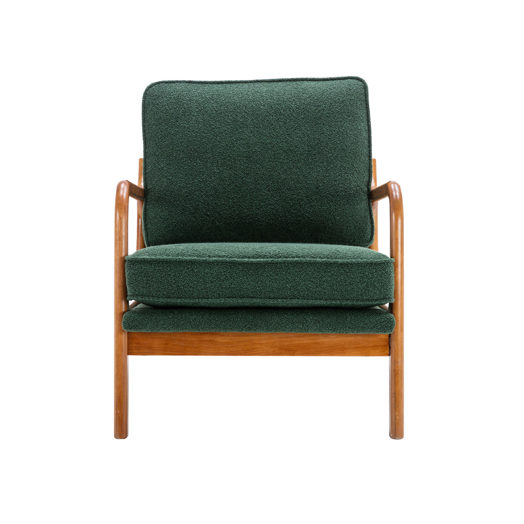 Vintage accent armchair with solid wood frame fabric green STRAQNILS GREEN UK