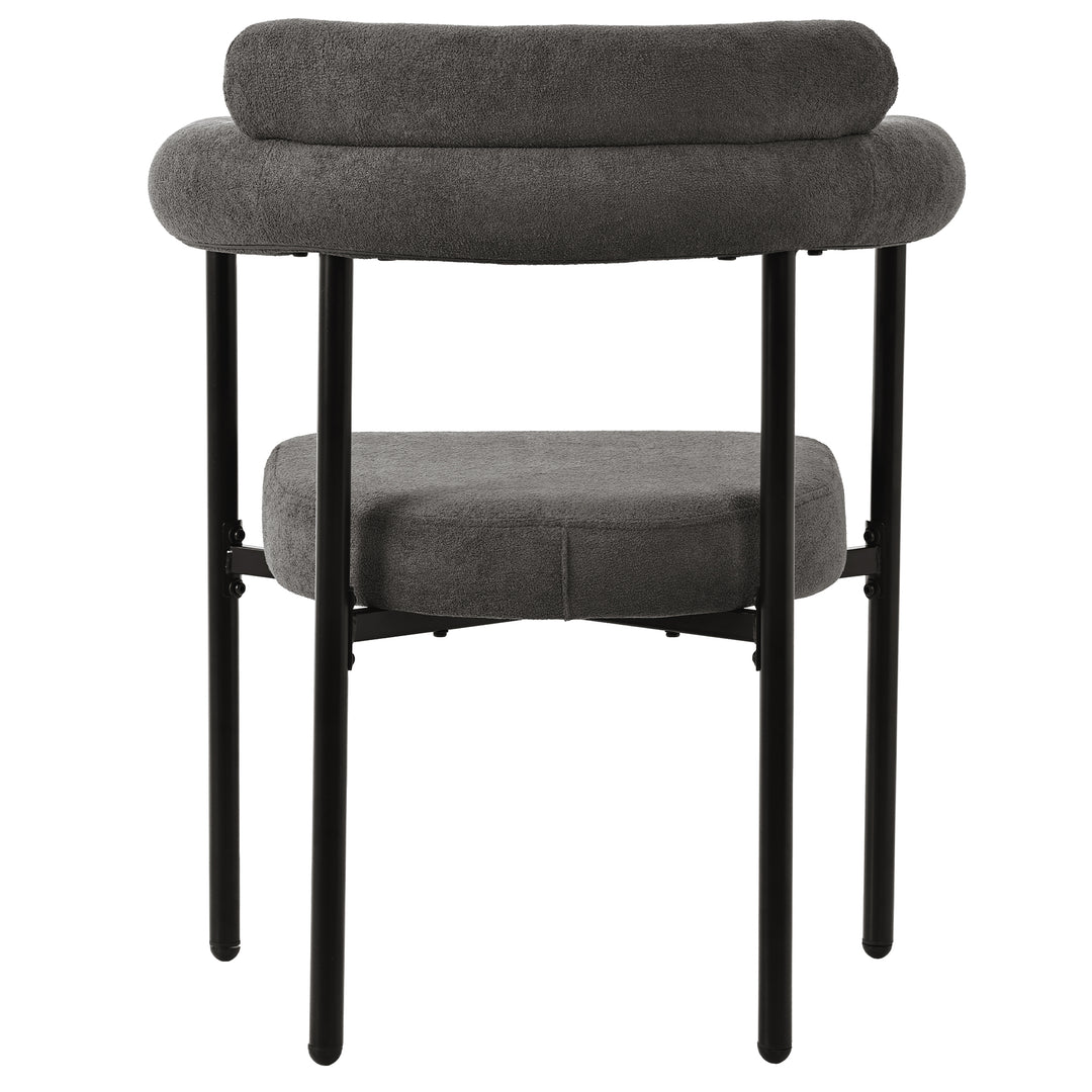 Set of 2 modern gray fabric armchairs black metal frame CLOUDGLADE