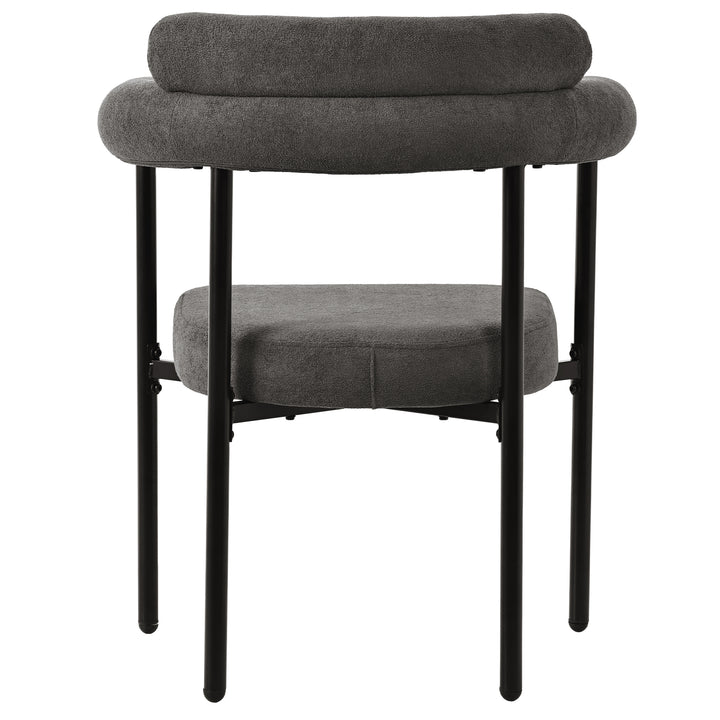 Set of 2 modern gray fabric armchairs black metal frame CLOUDGLADE
