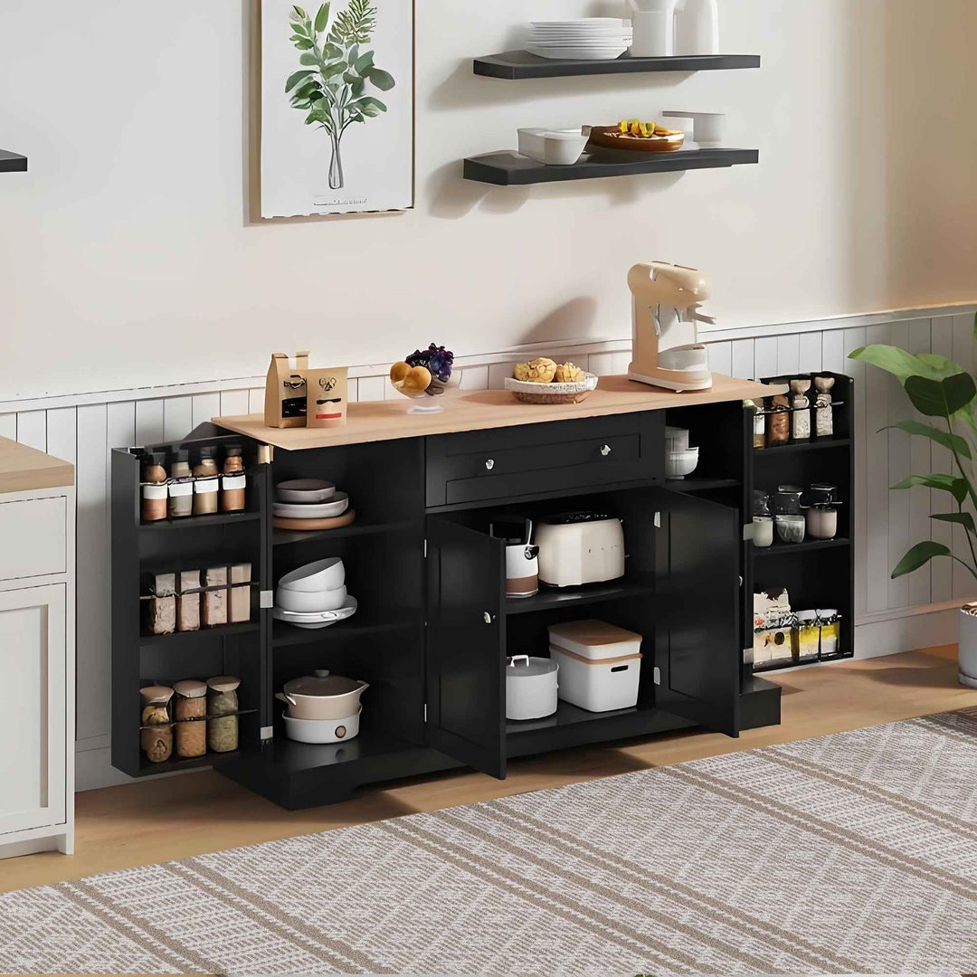 00+Kitchen Sideboard Cabinet 138cm Modern Storage Unit with Drawer, Adjustable Shelves & Doors for Kitchen, Living Room VERTEXMEK
