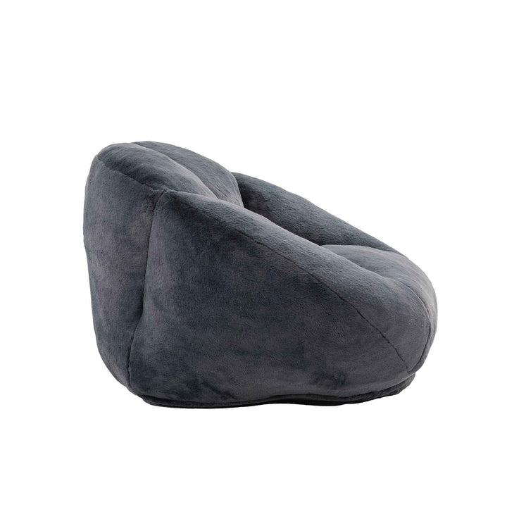 Lazy chair shell shaped sofa black faux fur, memory foam bean bag chair removable cover