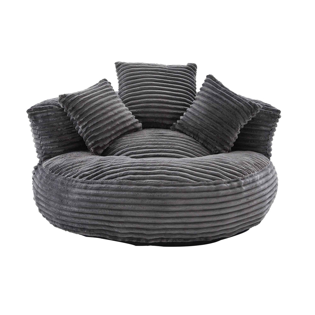 Large bean bag chair with 3 pillows, corduroy armchair, dark grey RACKWORK