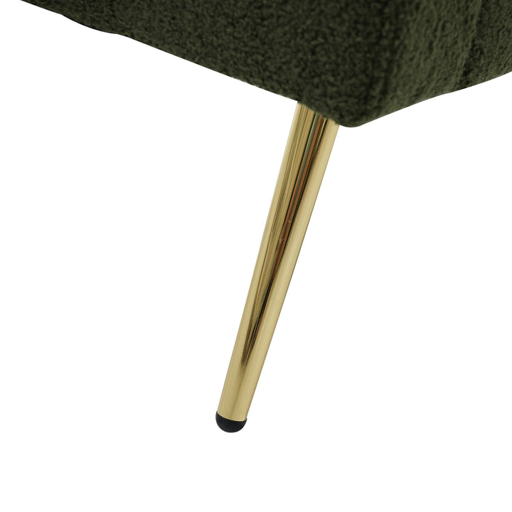Olive green sherpa 3-seater clic-clac sofa bed, adjustable backrest & side pocket ALDEN GREEN UK