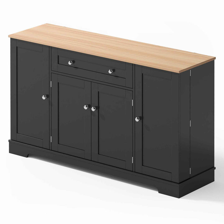 00+Kitchen Sideboard Cabinet 138cm Modern Storage Unit with Drawer, Adjustable Shelves & Doors for Kitchen, Living Room VERTEXMEK