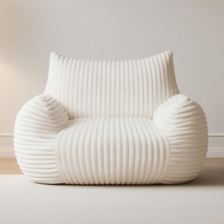 Ultra-Soft white corduroy lazy sofa bean bag chair MYSTERIA