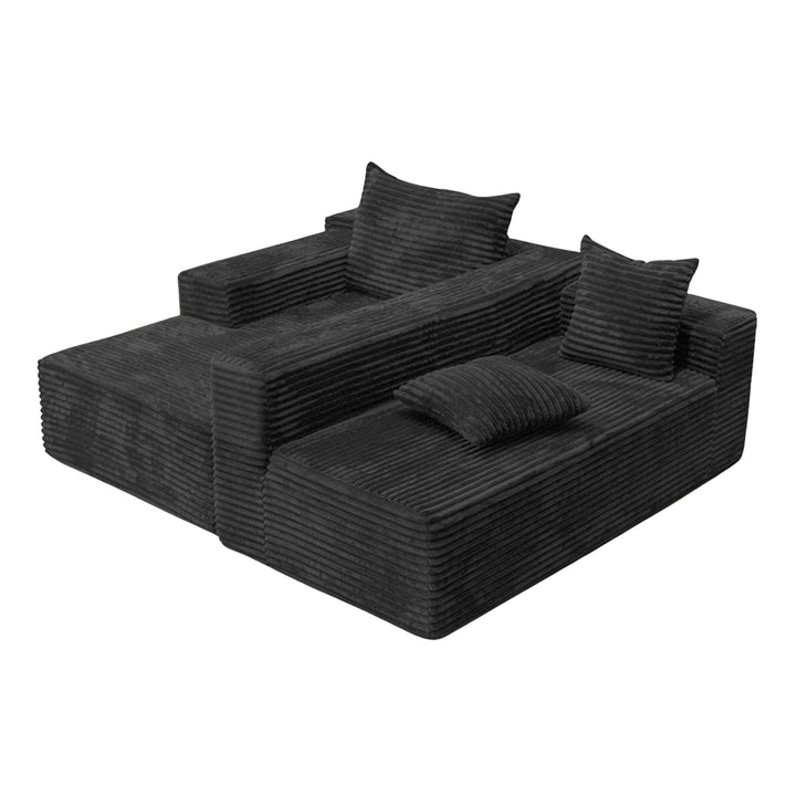 Modular L-Shaped Sectional Sofa Dark Grey Corduroy Couch with Deep Seat 237cm ARROWNIGHTSTAND