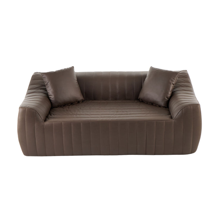 2-Seater Sofa in Brown Tech Cloth with 2 Cushions 185cm WICKERSIDEBOARD
