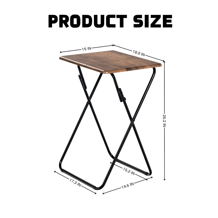 Set of 2 Folding simple portable small table, retro wooden desktop JOEY VINTAGE BROWN 2PCS