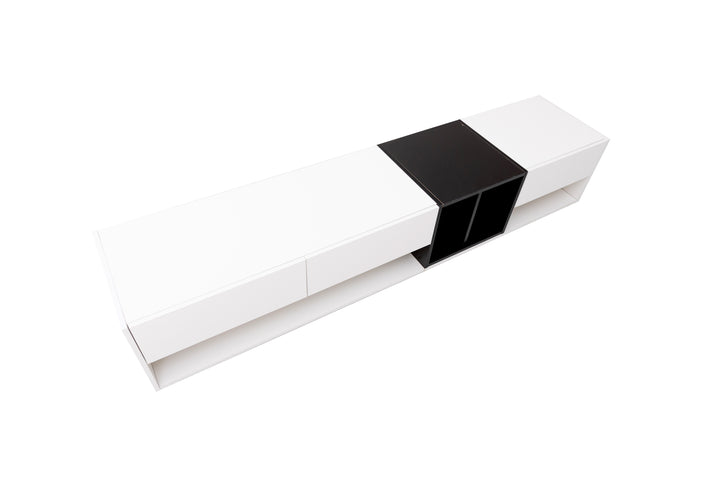 High-gloss white and black TV cabinet THRILGOD UK