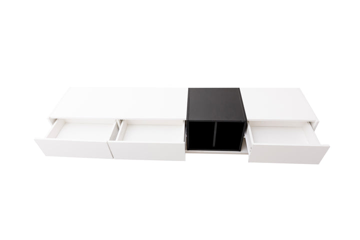 High-gloss white and black TV cabinet THRILGOD UK