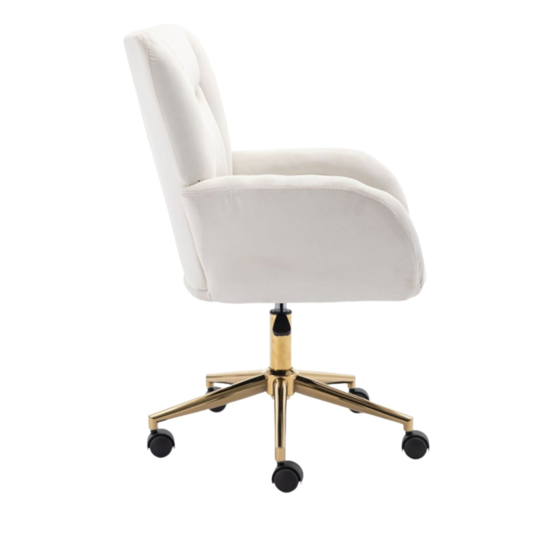 White ivory 360° swivel velvet high back office chair SHAHMIS IVORY UK